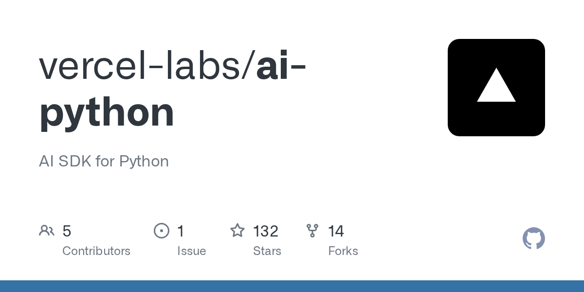 GitHub repository preview for Vercel Labs AI SDK for Python