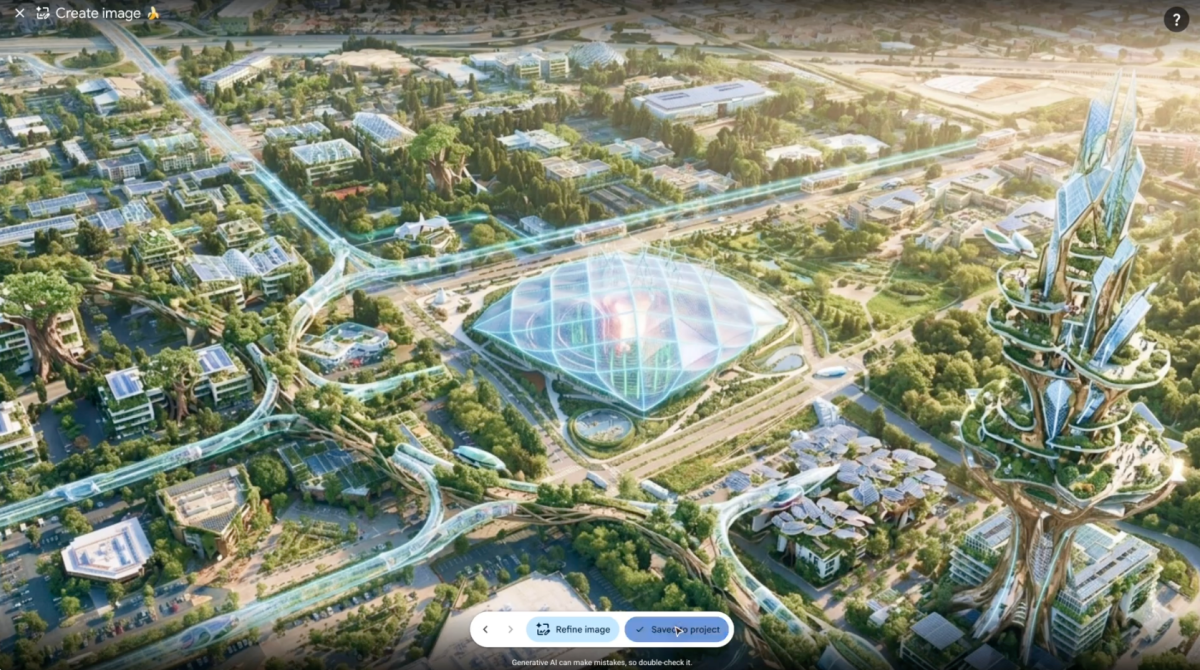 Google Earth interface image accompanying TechCrunch reporting on the withdrawn AI imagery feature