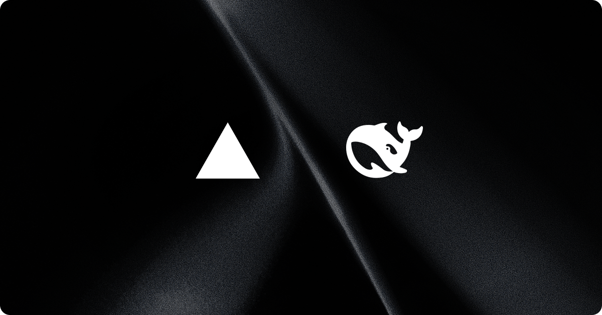 Official Vercel and DeepSeek artwork for updated DeepSeek V4 Flash weights