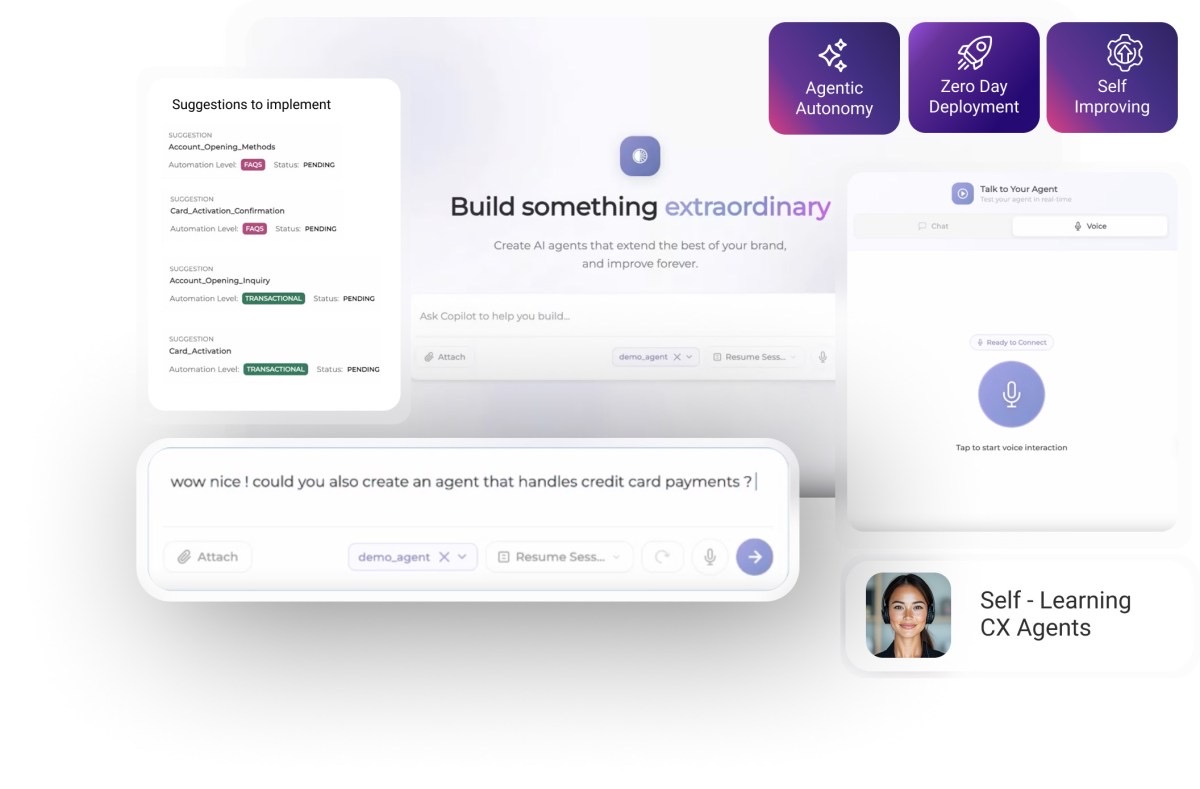 Omilia self-learning agent image used in the customer support funding report