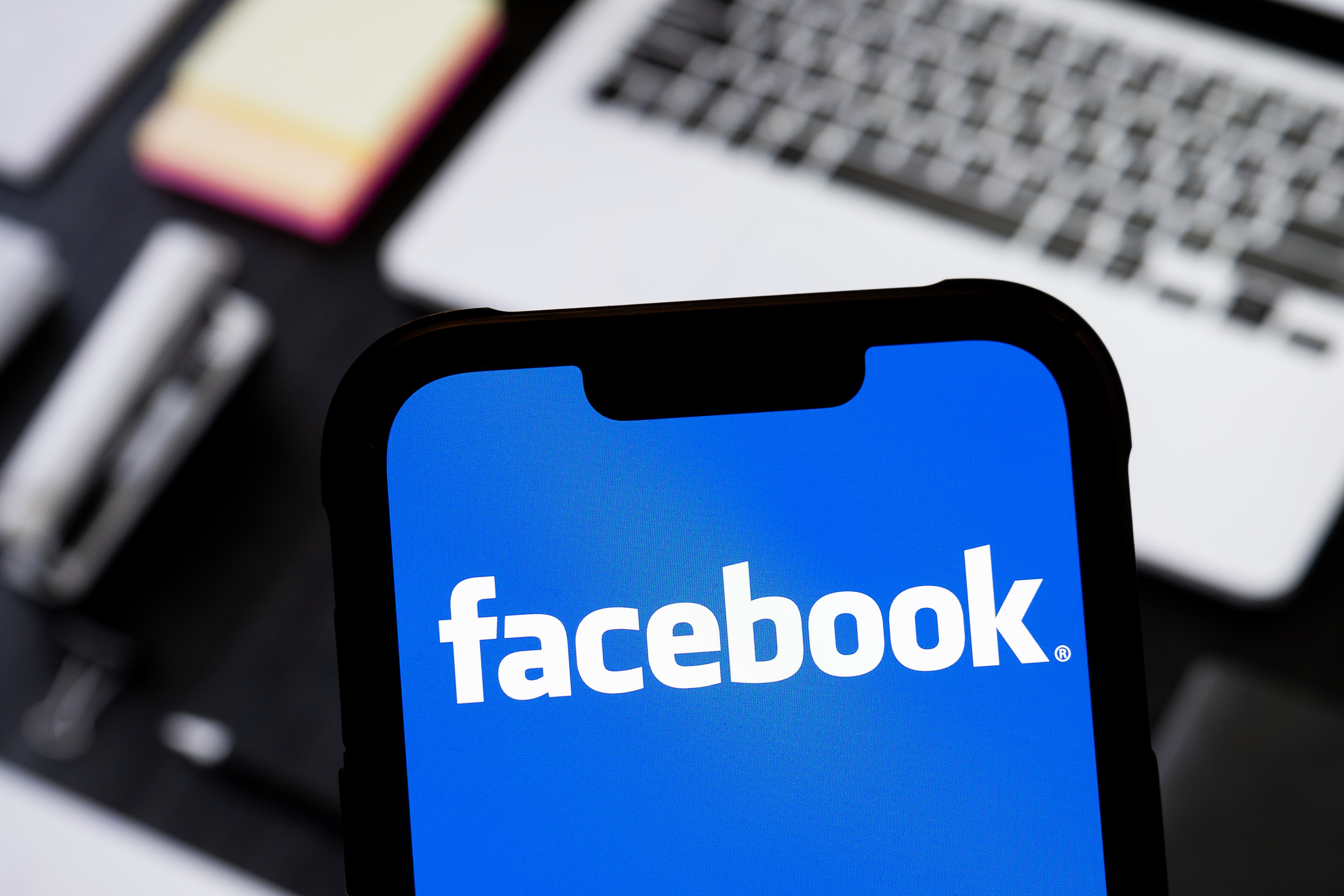 Facebook logo displayed on a smartphone