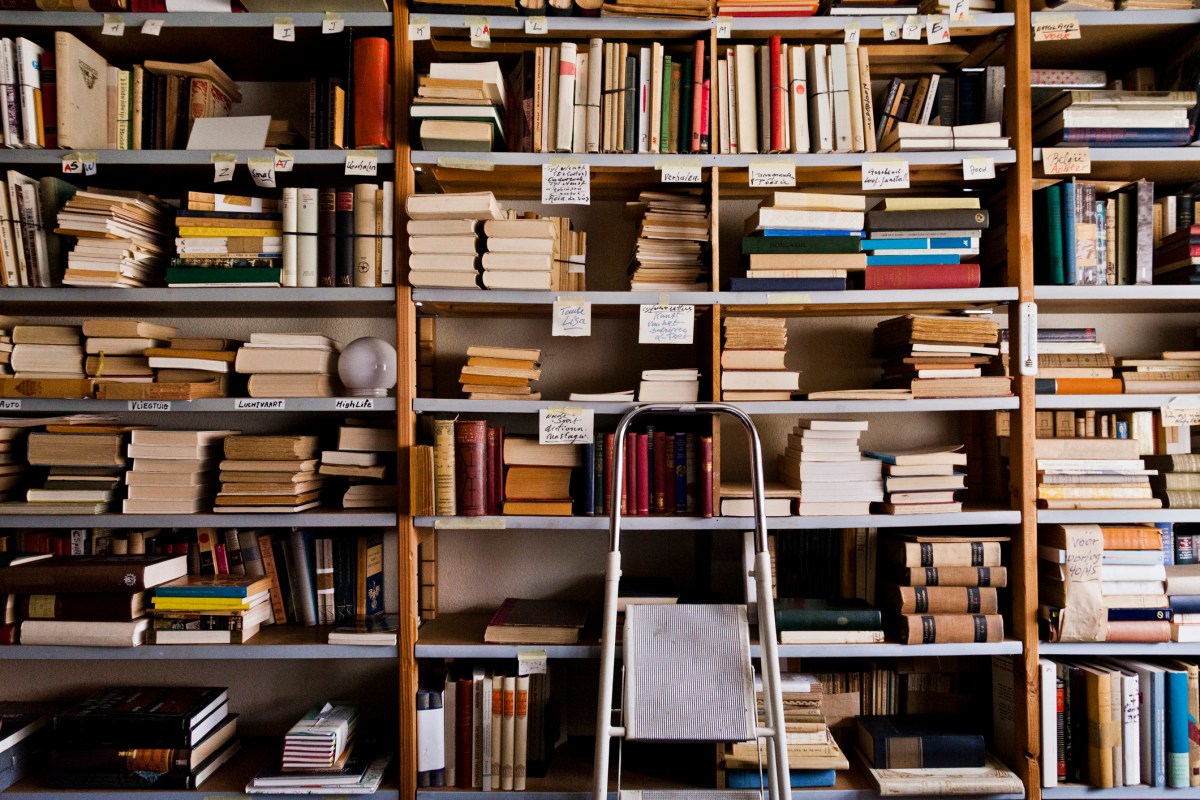 Shelves filled with old and rare books