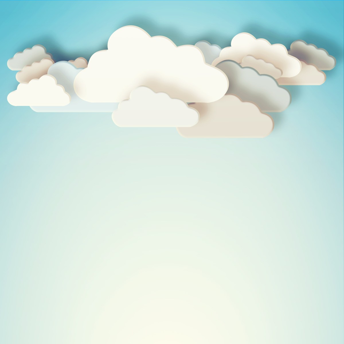 White paper clouds arranged against a blue background