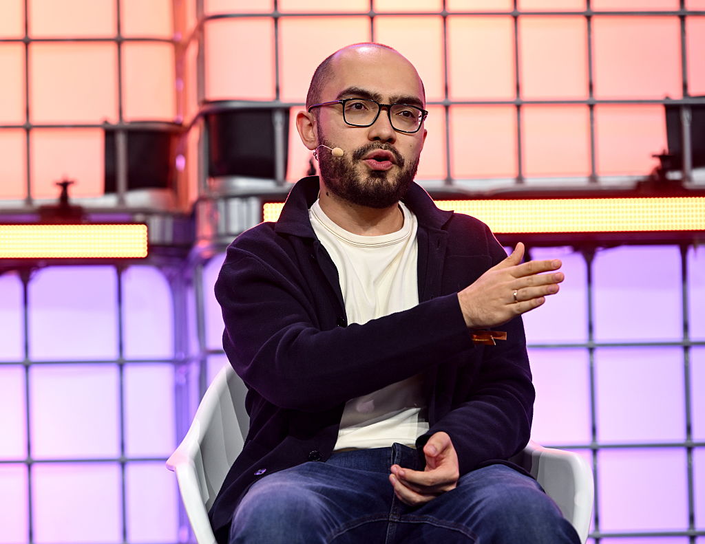 Higgsfield co-founder Alex Mashrabov speaking onstage at Web Summit Qatar