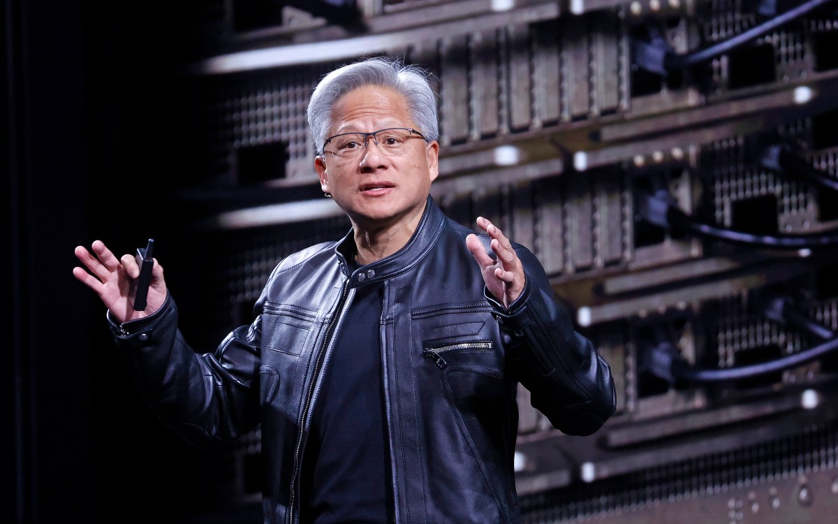 Nvidia chief executive Jensen Huang speaking at an event