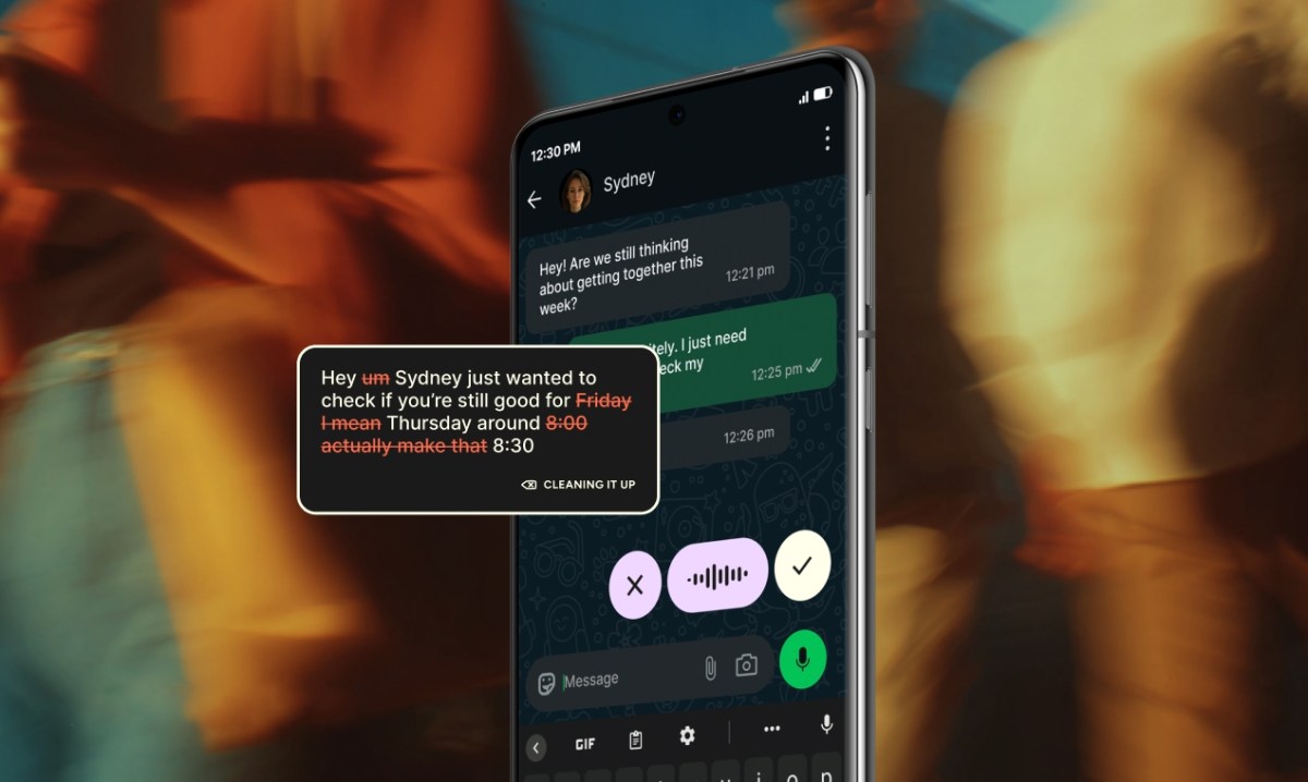 Wispr Flow dictation interface shown on an Android phone