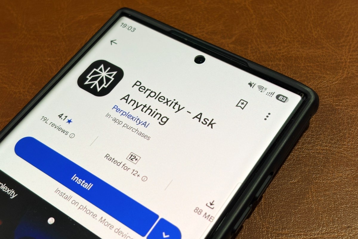 Perplexity mobile application shown on a smartphone