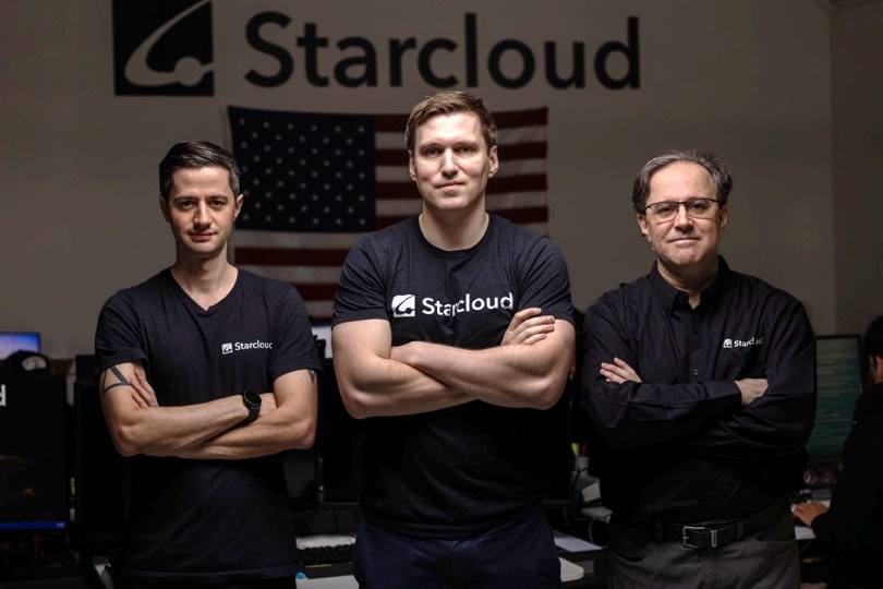 Starcloud founders Ezra Feilden, Philip Johnston, and Adi Oltean