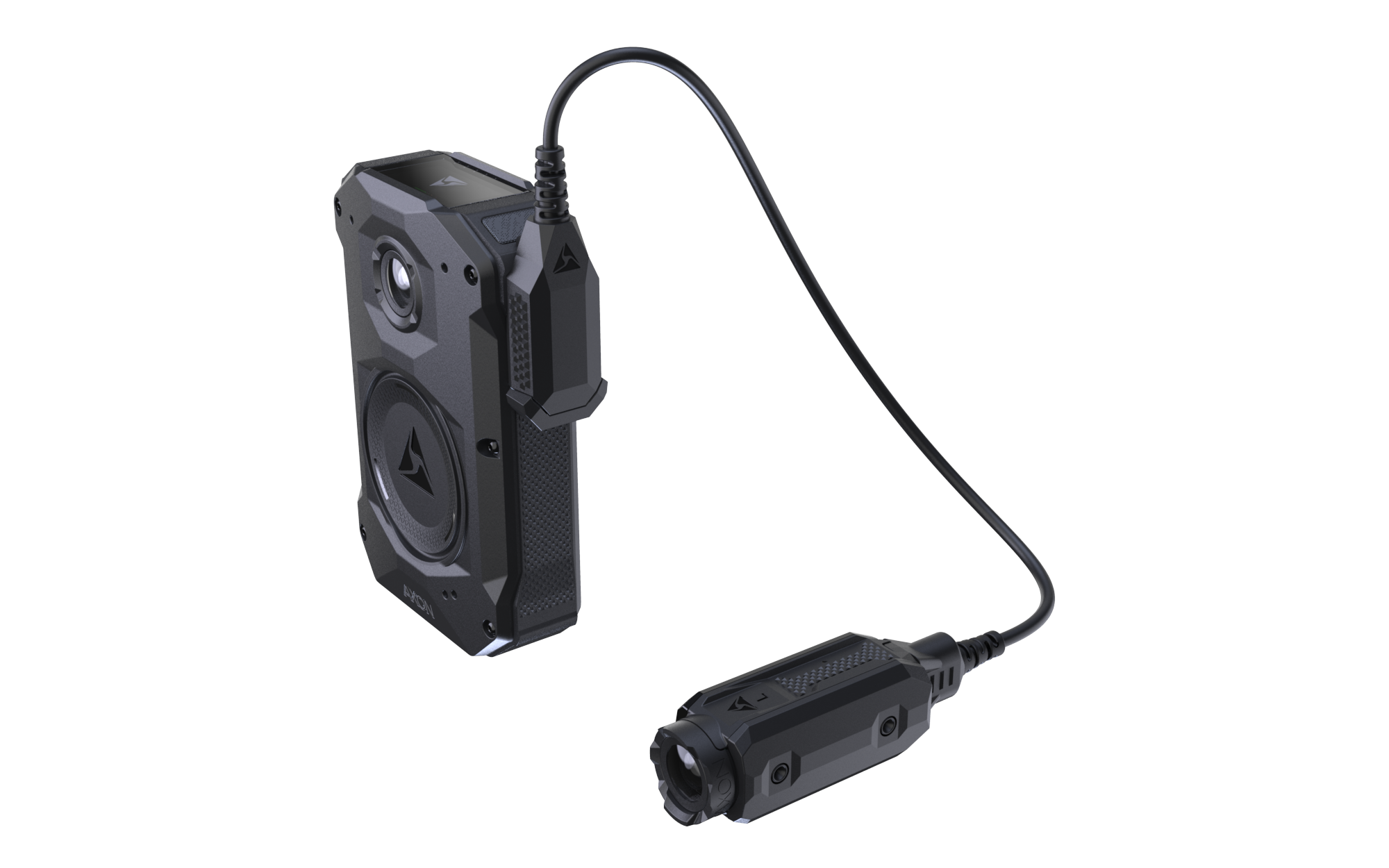 Axon Body 4 camera connected to its point-of-view camera