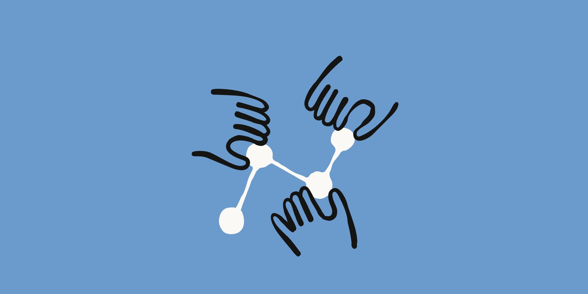 Anthropic illustration showing multiple hands connected through a shared Claude graph