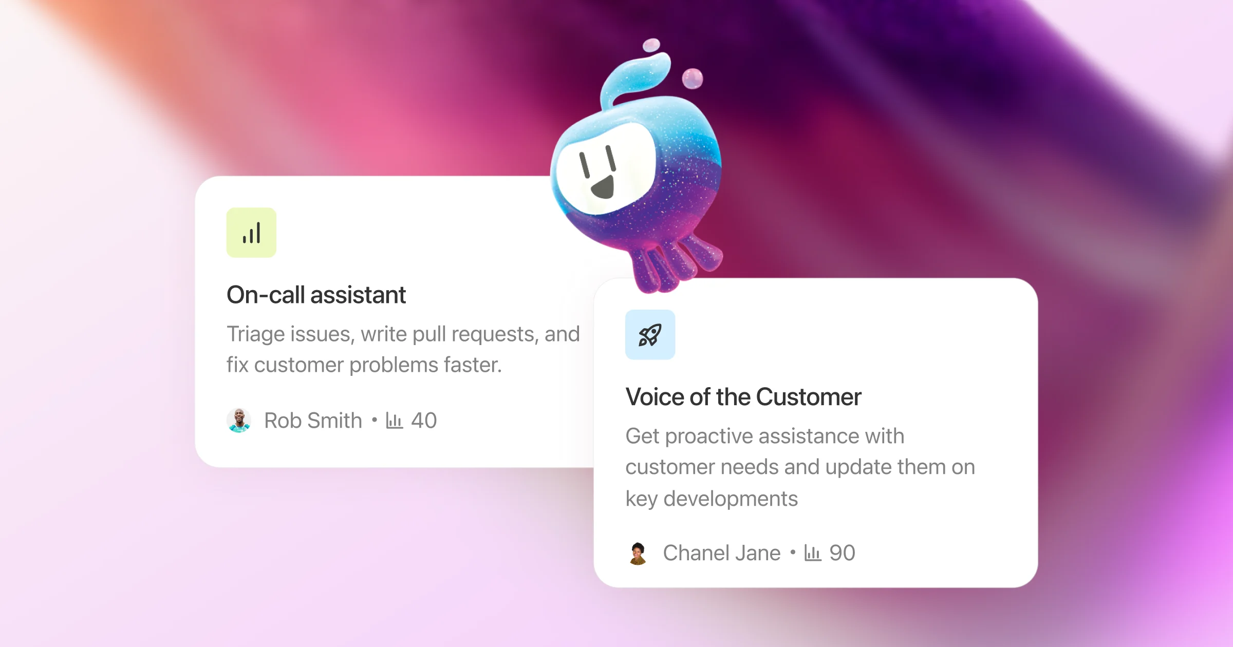 Glean Agents banner showing on-call and voice-of-customer assistants