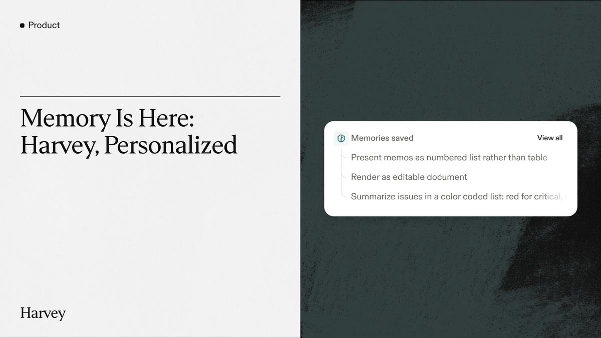 Harvey Memory screen showing a saved preference and citation card