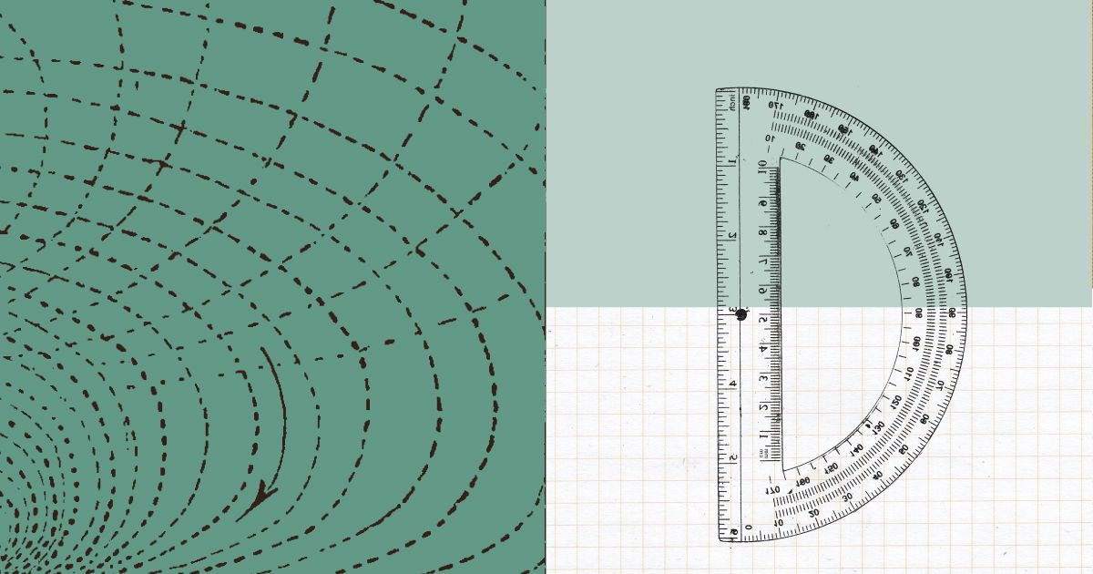 Anthropic artwork using curved mathematical traces and a measuring instrument for the Fermat formalization