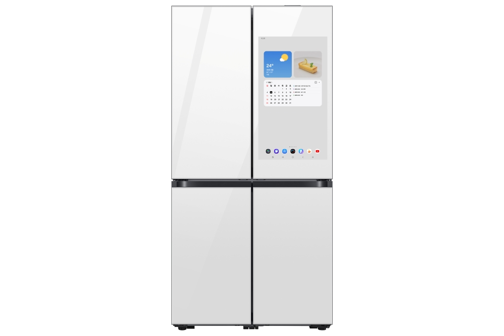 Samsung refrigerator with a large Family Hub screen in official IFA product artwork