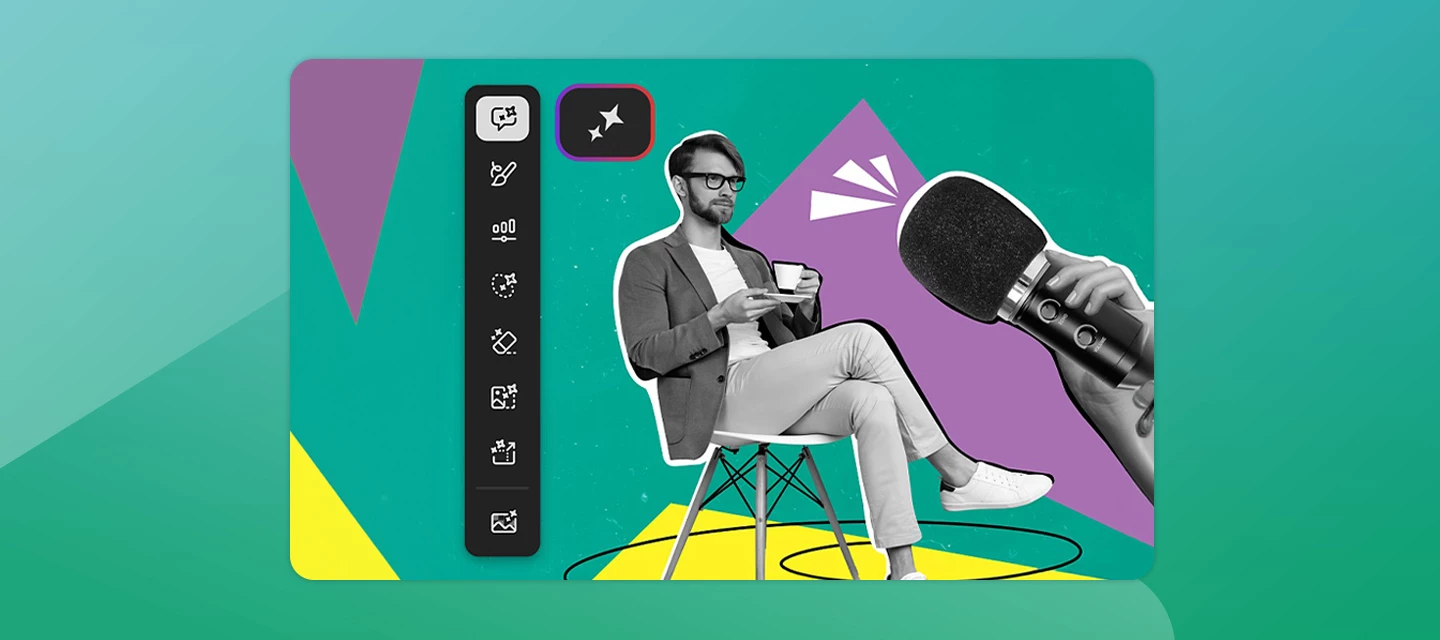 Adobe official AI Assisted editor artwork with markup controls and a sample collage