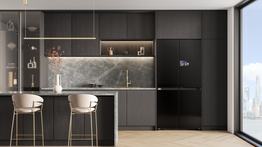 Samsung connected refrigerator in official kitchen product artwork