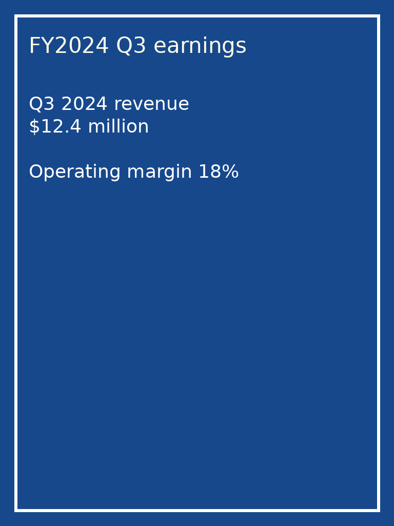 EVIE repository demo input page with fictional quarterly revenue and operating margin