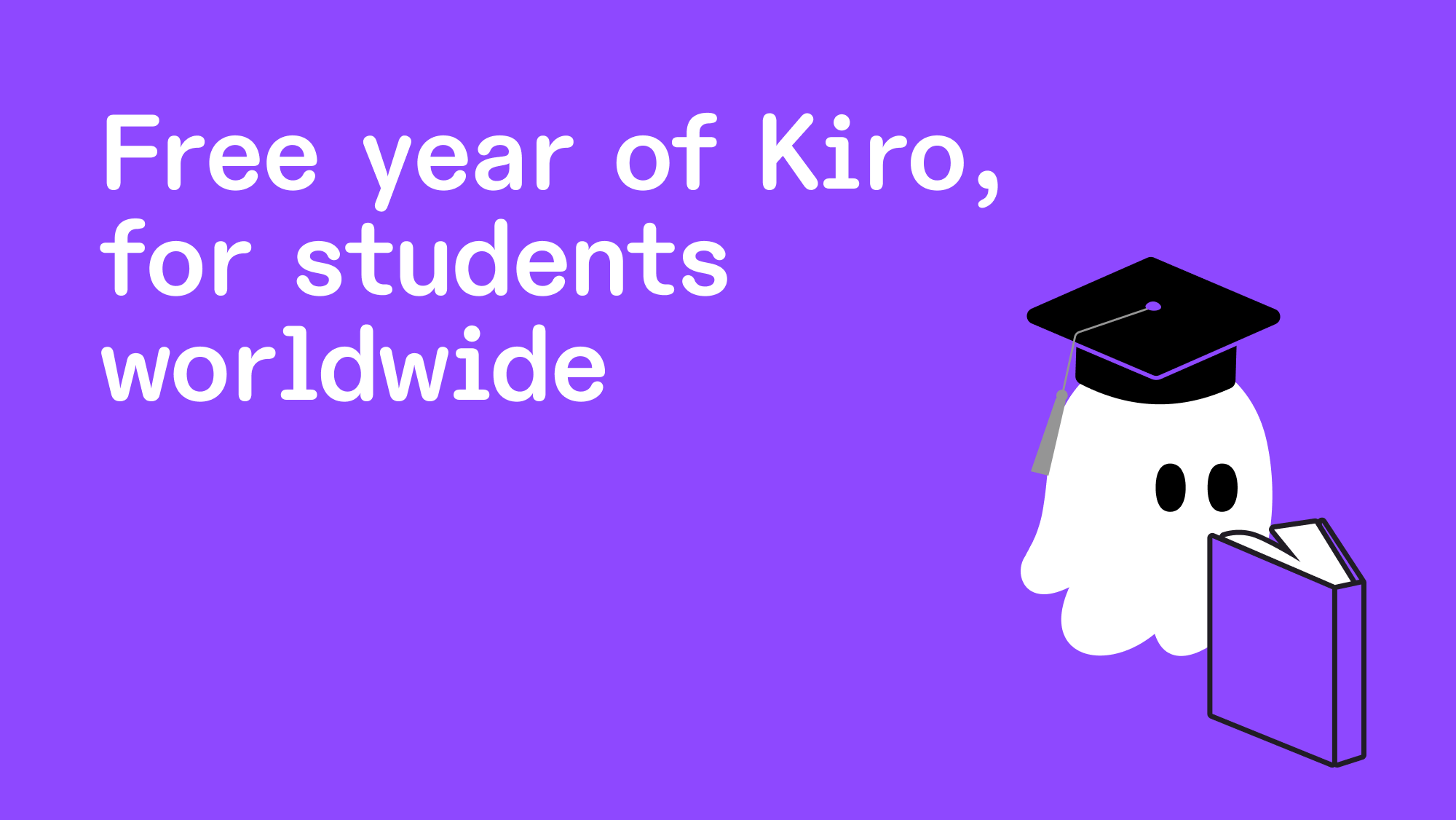 AWS official Kiro student-program artwork announcing a free year for students worldwide
