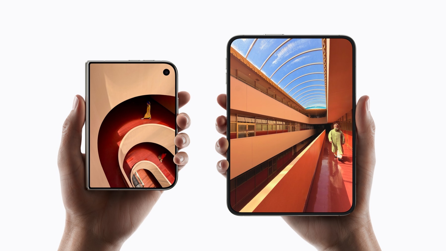 Apple shows iPhone Duo folded and unfolded in two hands