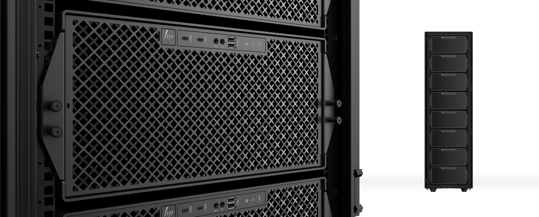 HP ZGX Fury workstation chassis and front ports in official product artwork