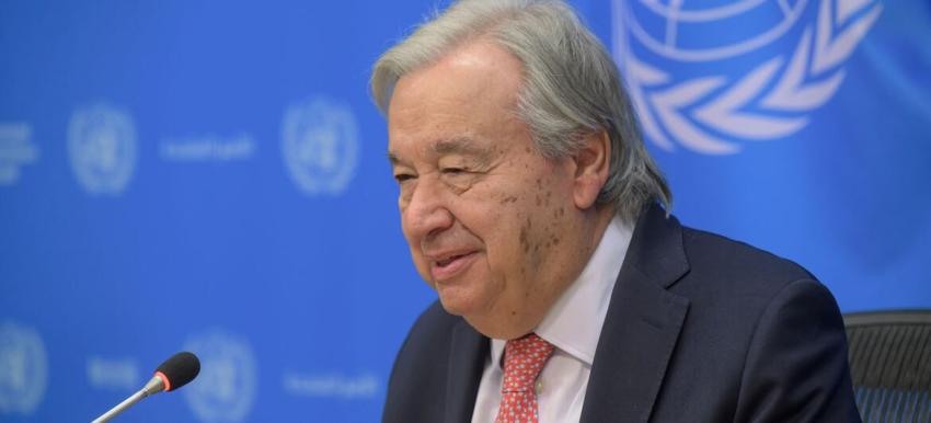 UN Secretary-General Antonio Guterres speaking at the September 16 press briefing ahead of the General Assembly
