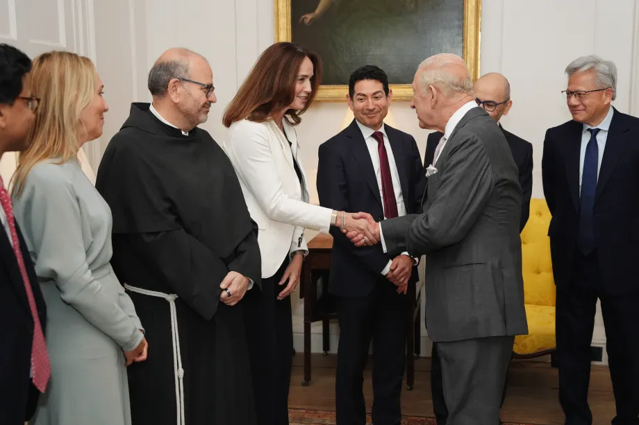 The King greeting participants at the AI summit at Dumfries House