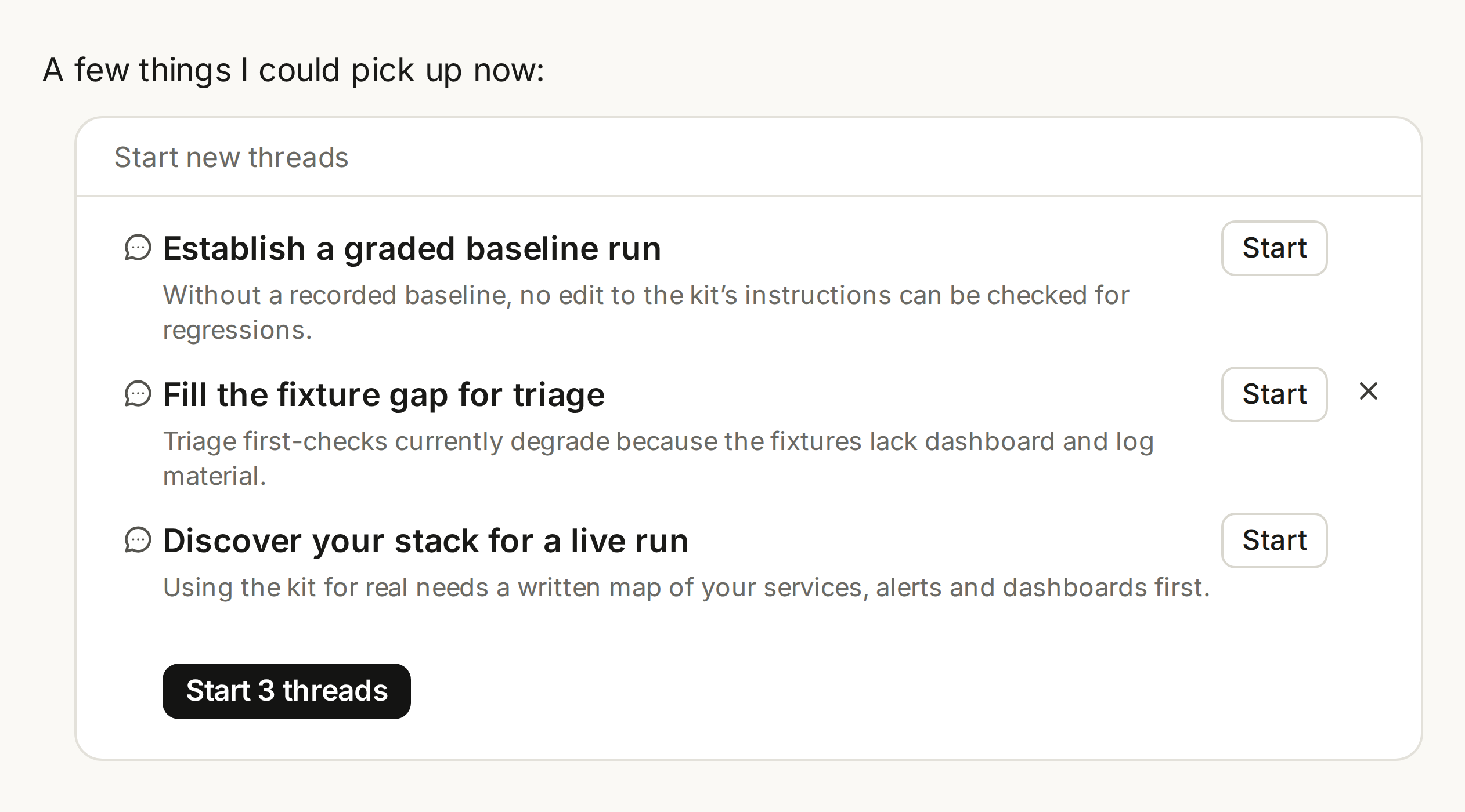 Official Claude Projects interface example suggesting three new work threads