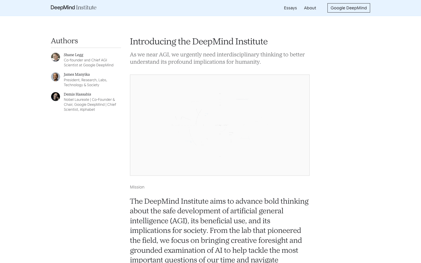 Official DeepMind Institute introductory page with its title and named authors